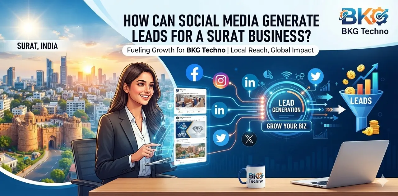 How can social media generate leads for a Surat business